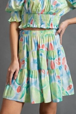 "Tanya" Watercolor Print Skirt -Layer Outfit 40533075755330 3