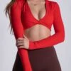 LAYLA TWIST LONG SLEEVE CROP - RED 2 LAYLA TWIST LONG SLEEVE CROP - RED -Layer Outfit 40702260052199 1