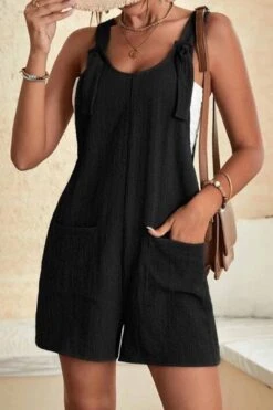 For The Ride Black Short Jumpsuit