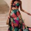 Boho Floral Two Piece Crop Top Skirt Set -Layer Outfit 41038467498296 1