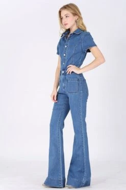 Quinn Denim Flared Jumpsuit -Layer Outfit 41563173388593 3