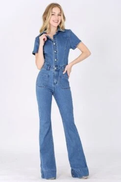 Quinn Denim Flared Jumpsuit -Layer Outfit 41563173421361 2