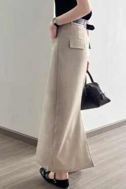 [Korean Style] Minimalistic High Waist Pocket Cargo Skirt W/ Belt -Layer Outfit 41565533143346 7