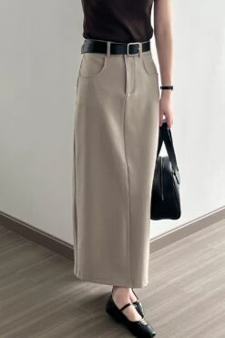 [Korean Style] Minimalistic High Waist Pocket Cargo Skirt W/ Belt -Layer Outfit 41565533438258 4