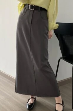 [Korean Style] Minimalistic High Waist Pocket Cargo Skirt W/ Belt -Layer Outfit 41565533864242 12