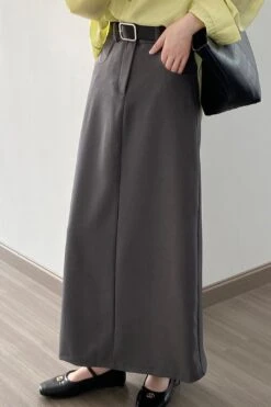 [Korean Style] Minimalistic High Waist Pocket Cargo Skirt W/ Belt -Layer Outfit 41565534290226 10