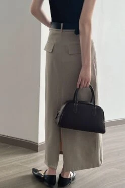 [Korean Style] Minimalistic High Waist Pocket Cargo Skirt W/ Belt