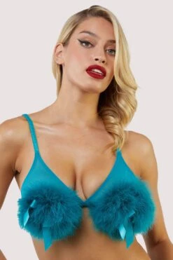Bettie Page Powder Puff Triangle Bra Teal XS-3XL -Layer Outfit 41645996441752 5