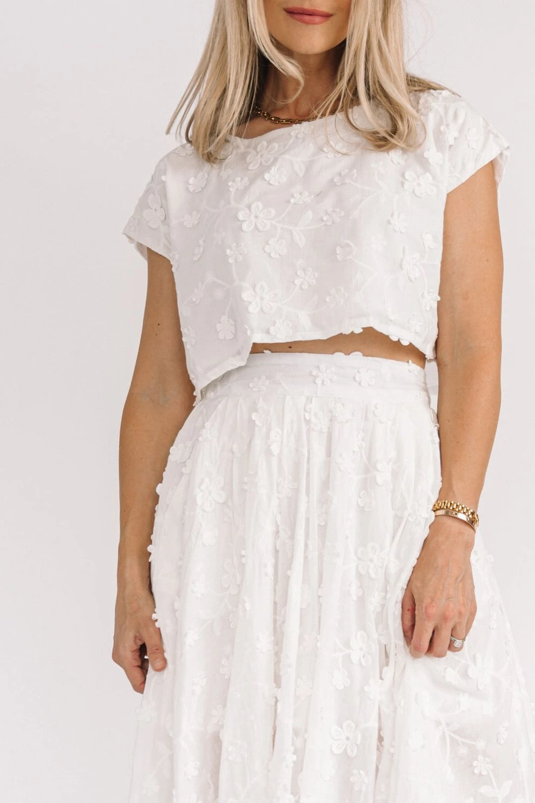 Petal Pop Off White Crop Top & Skirt Set 4 Petal Pop Off White Crop Top & Skirt Set - Image 2