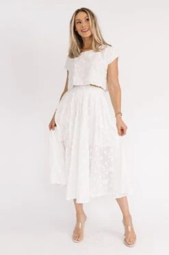 Petal Pop Off White Crop Top & Skirt Set 12 Petal Pop Off White Crop Top & Skirt Set -Layer Outfit 41656076861742 3
