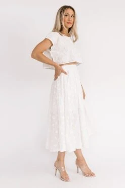 Petal Pop Off White Crop Top & Skirt Set 17 Petal Pop Off White Crop Top & Skirt Set -Layer Outfit 41656079810862 8