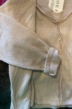 Ribbed V Neck Top With Raw Front Seam