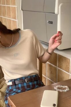 [Korean Style] Retro High Waist Plaid Short Skirt -Layer Outfit 41772082200882 6