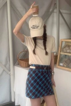 [Korean Style] Retro High Waist Plaid Short Skirt -Layer Outfit 41772082233650 4