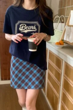 [Korean Style] Retro High Waist Plaid Short Skirt -Layer Outfit 41772082692402 10