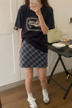 [Korean Style] Retro High Waist Plaid Short Skirt -Layer Outfit 41772082757938 11