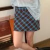 [Korean Style] Retro High Waist Plaid Short Skirt -Layer Outfit 41772082790706 1