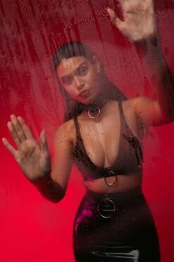 Bettie Page Imogen Black Latex And Ring Pencil Skirt XS-2XL -Layer Outfit 42381707804824 4