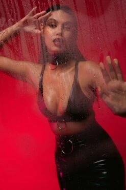 Bettie Page Imogen Black Latex And Ring Pencil Skirt XS-2XL -Layer Outfit 42381708001432 5