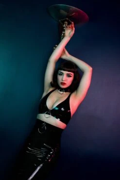 Bettie Page Imogen Black Latex And Ring Pencil Skirt XS-2XL -Layer Outfit 42381708230808 6