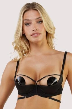 Hustler Sloan Black Open Cup Balconette Bra XS-2XL