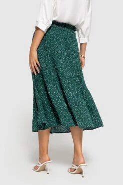 Elastic Waisted Polka Dot Midi Skirt Sale -Layer Outfit 43973627150600 3