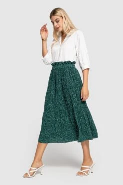 Elastic Waisted Polka Dot Midi Skirt Sale