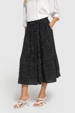 Elastic Waisted Polka Dot Midi Skirt Sale -Layer Outfit 43973627838728 4