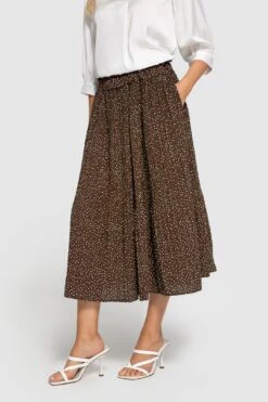 Elastic Waisted Polka Dot Midi Skirt Sale -Layer Outfit 43973627871496 5