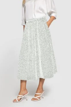 Elastic Waisted Polka Dot Midi Skirt Sale -Layer Outfit 43973627937032 7