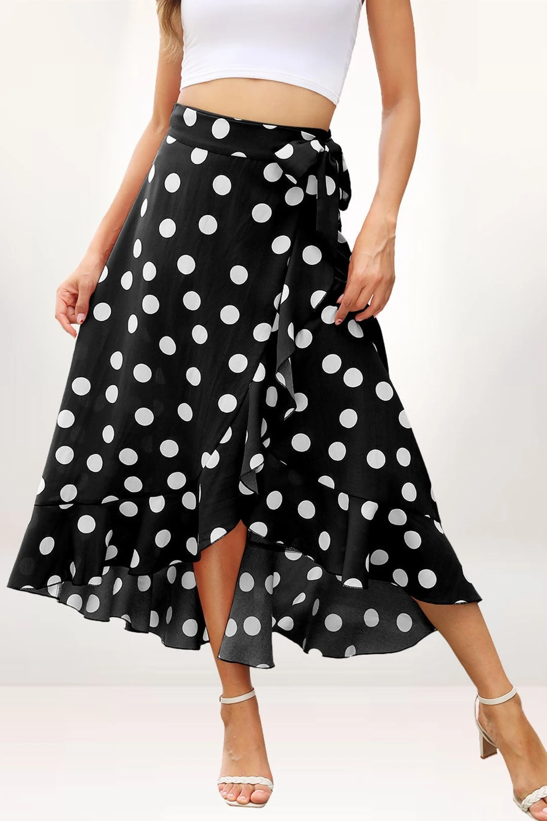 Tie Flowy Polka Dot Asymmetrical Skirt SALE 3 Tie Flowy Polka Dot Asymmetrical Skirt SALE