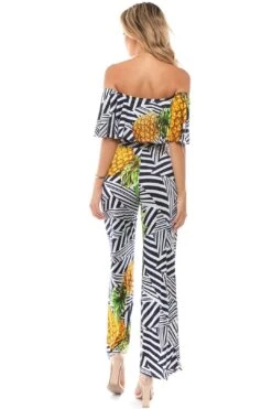 Off Shoulder Pineapple Print Jumpsuit - #B245-F08 -Layer Outfit 4600335564861 7