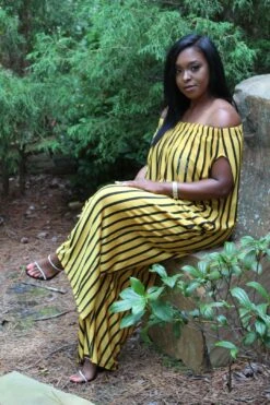 B.I.O.S. Loose Off Shoulder Jumpsuit (yellow/black)