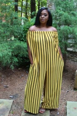 B.I.O.S. Loose Off Shoulder Jumpsuit (yellow/black) -Layer Outfit 4720764157994 3