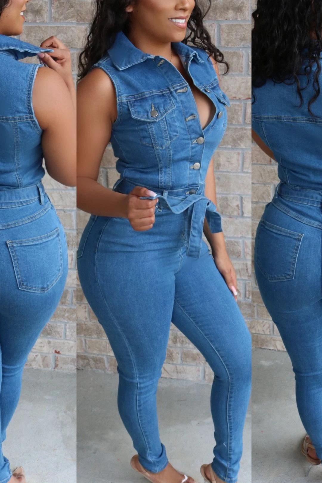 Belted Denim Jumpsuit 3 Belted Denim Jumpsuit