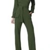 Iyasson Long Sleeve Wide Leg Belted Jumpsuit