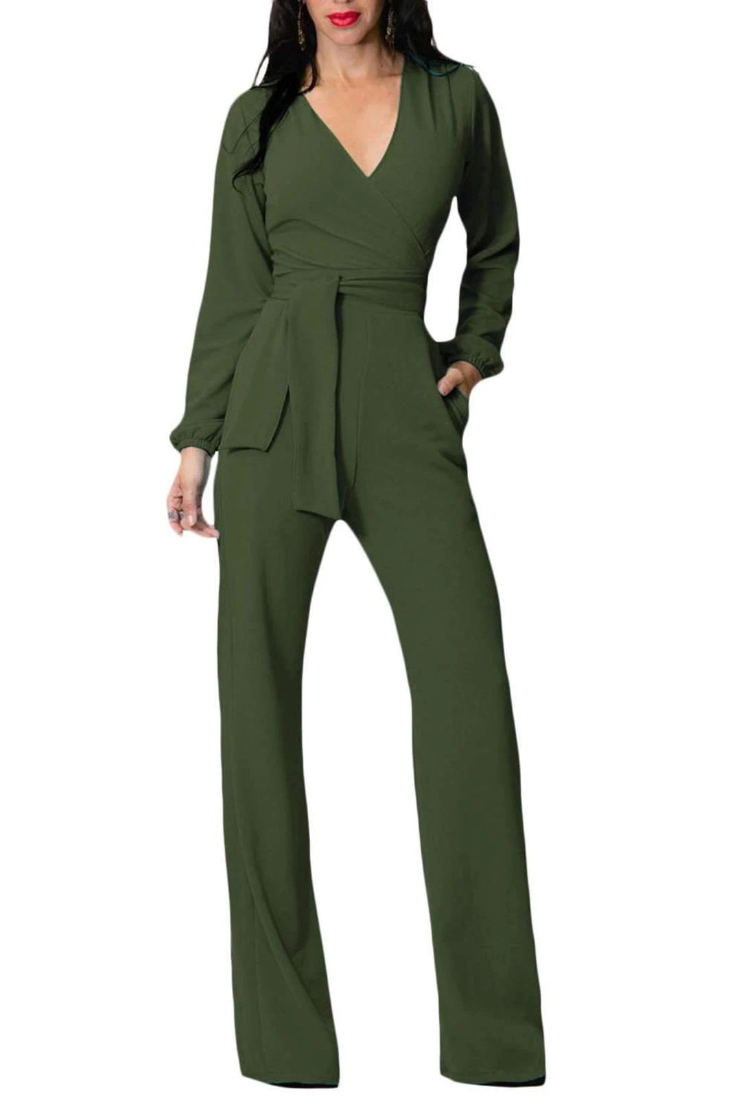 Iyasson Long Sleeve Wide Leg Belted Jumpsuit 3 Iyasson Long Sleeve Wide Leg Belted Jumpsuit