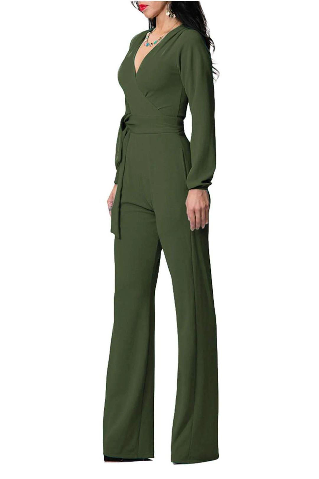 Iyasson Long Sleeve Wide Leg Belted Jumpsuit 4 Iyasson Long Sleeve Wide Leg Belted Jumpsuit - Image 2