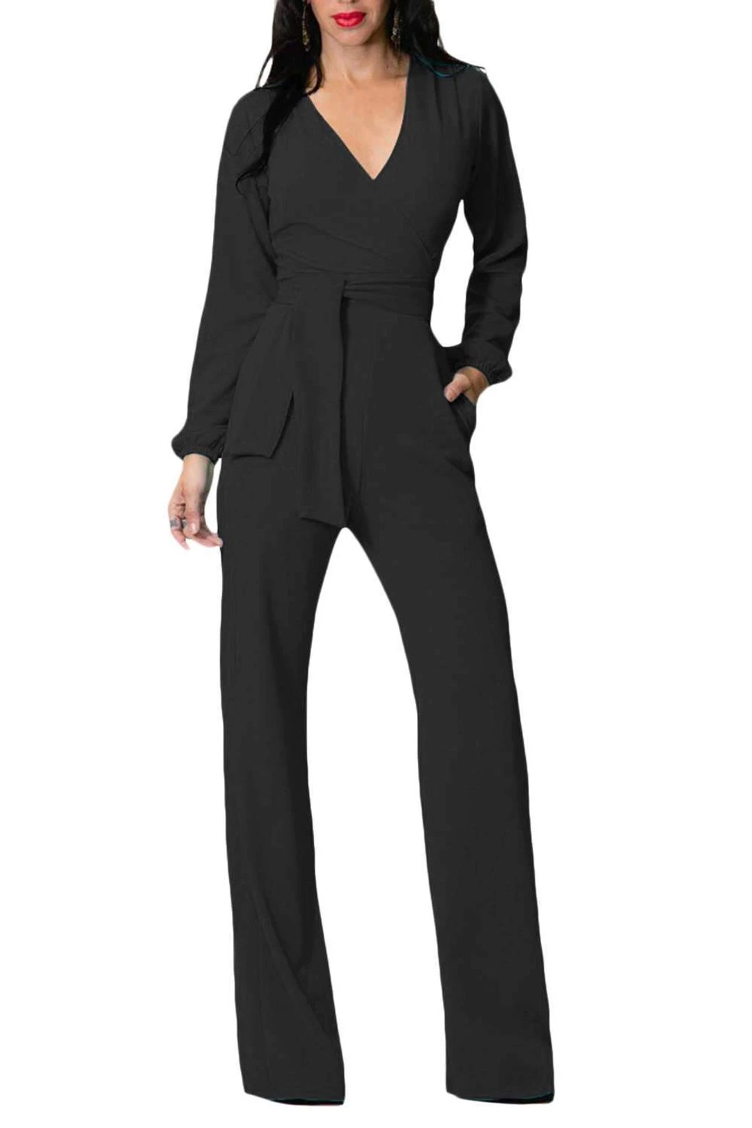 Iyasson Long Sleeve Wide Leg Belted Jumpsuit 6 Iyasson Long Sleeve Wide Leg Belted Jumpsuit - Image 4