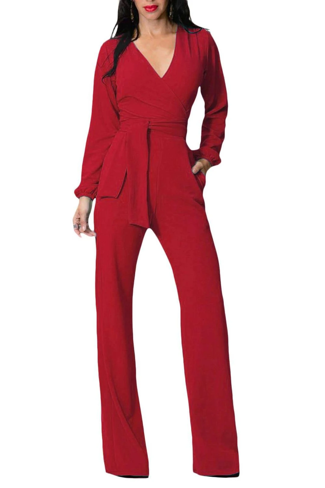 Iyasson Long Sleeve Wide Leg Belted Jumpsuit 9 Iyasson Long Sleeve Wide Leg Belted Jumpsuit - Image 7