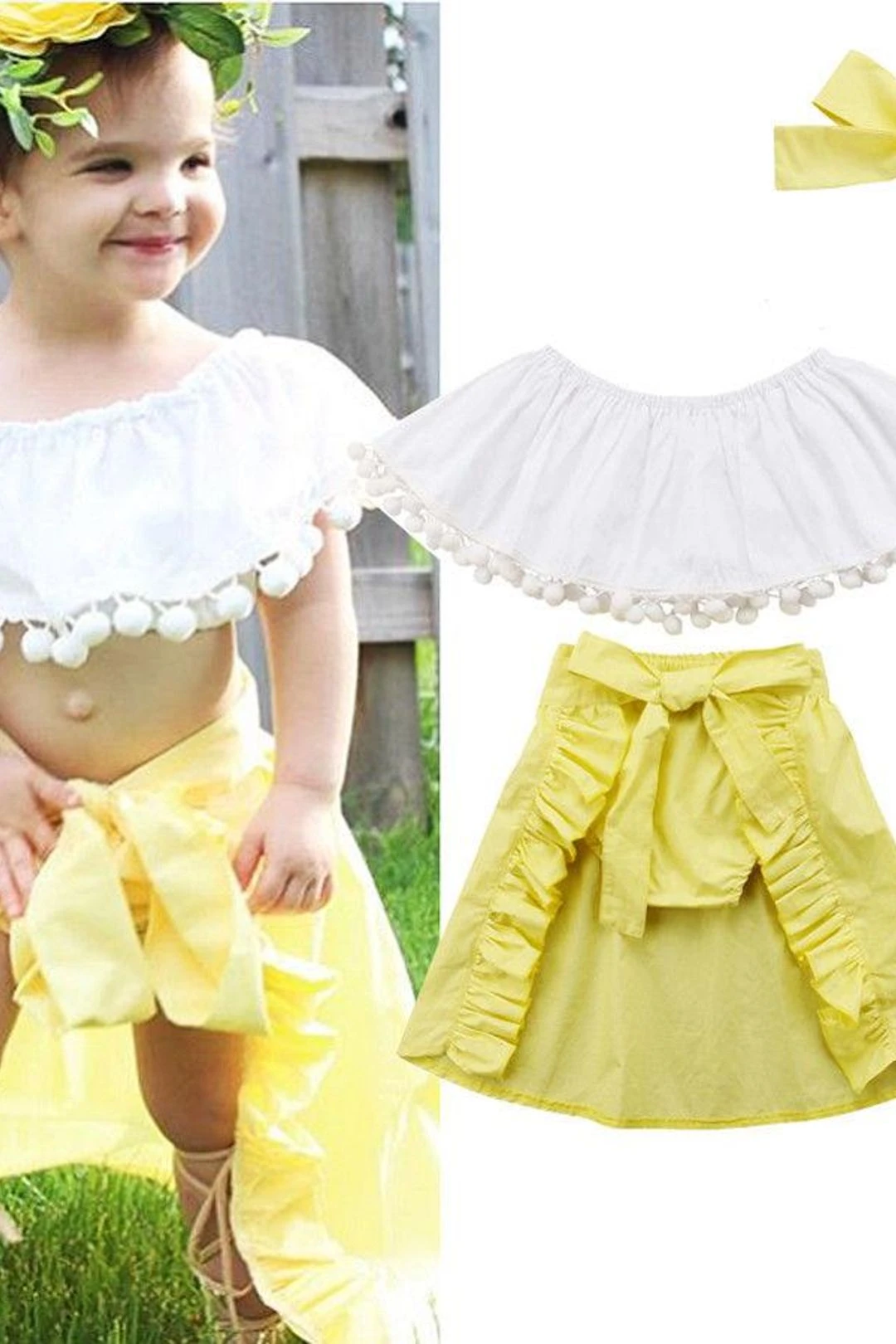 Girl Baby Girl White Tail Skirt Set 4 Girl Baby Girl White Tail Skirt Set - Image 2