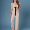 Danny Beige Lace-Up Wide-Legged Jumpsuit By Lush -Layer Outfit 5773126205536 1