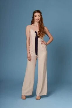 Danny Beige Lace-Up Wide-Legged Jumpsuit By Lush -Layer Outfit 5773128892512 5