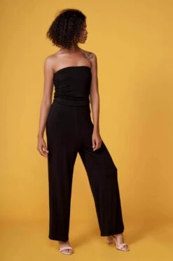 Onyx Black Strapless Jumpsuit -Layer Outfit 6260240941152 4