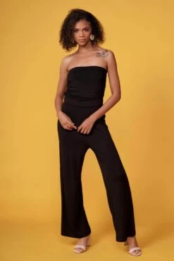 Onyx Black Strapless Jumpsuit -Layer Outfit 6260242251872 7