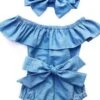 Cute Newborn Toddle Infant Baby Girls Bowknot Bodysuit Ruffle Sleeveless Jumpsuit -Layer Outfit 7136123158617 1