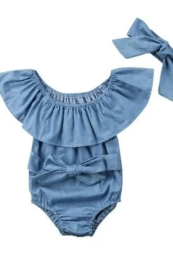 Cute Newborn Toddle Infant Baby Girls Bowknot Bodysuit Ruffle Sleeveless Jumpsuit -Layer Outfit 7136123224153 3