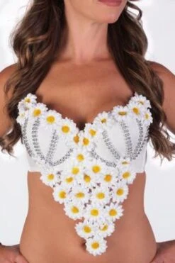Pearl Bra Top With Small Flowers