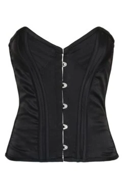 Black Satin Corset, Overbust Corset, Erotic Lingerie, Fashion Corset, Clubwear, Summer Top By Ange Déchu -Layer Outfit 7305361475 4